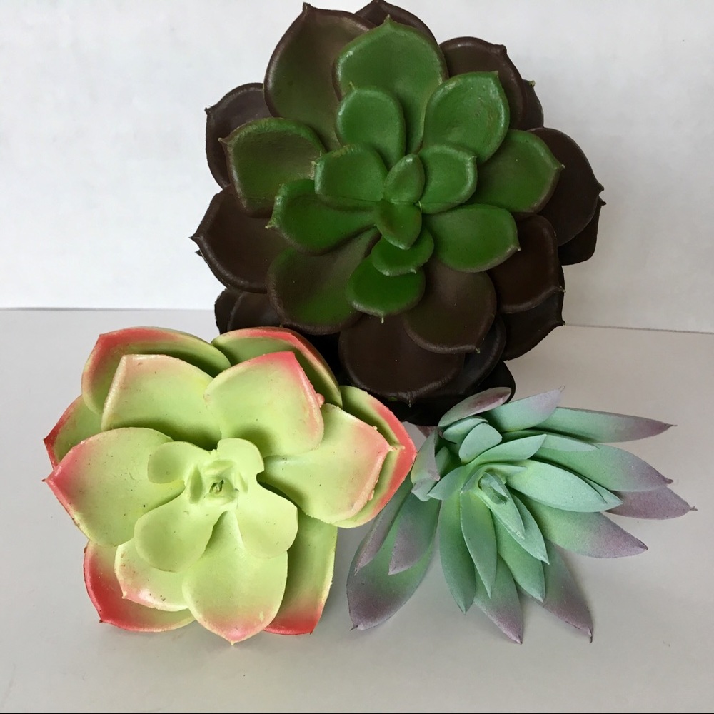 3 New Faux Succulent Picks Artificial Plant Bundle